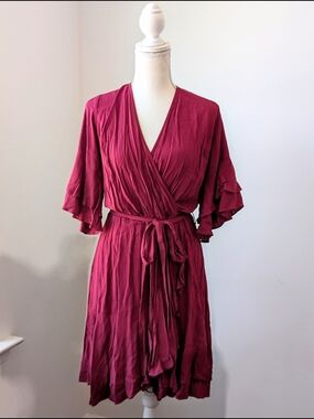 City Chic  S/16 Plus Size Wrap Style Pink Dress